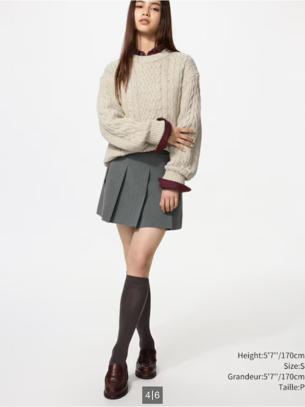 Uniqlo Unisex Light Gray Cable Crewneck Sweater size M